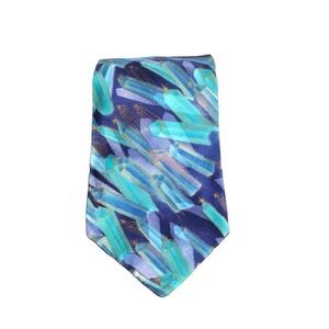 Mango Man Blue Purple Abstract Crystals Neck Tie 100% Cotton 58x4